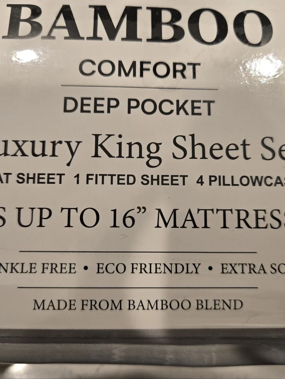 Lebra Home King Bamboo Sheet Set - White Brand New